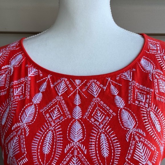 •Jones New York Sport• Orange Embroidered Pullover Top - Size Large - Picture 3 of 7